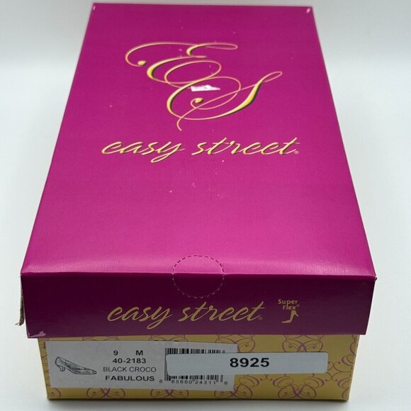 Easy Street Womens Fabulous Black Crocodile Embossed Heels Pumps Size 9 - Picture 8 of 9